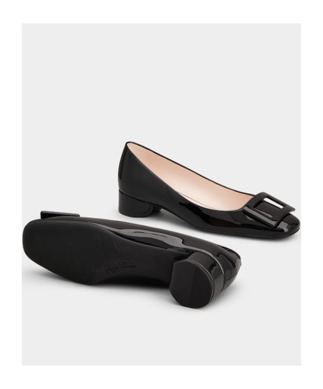 Roger Vivier Square Button Ballet Shoes In Black