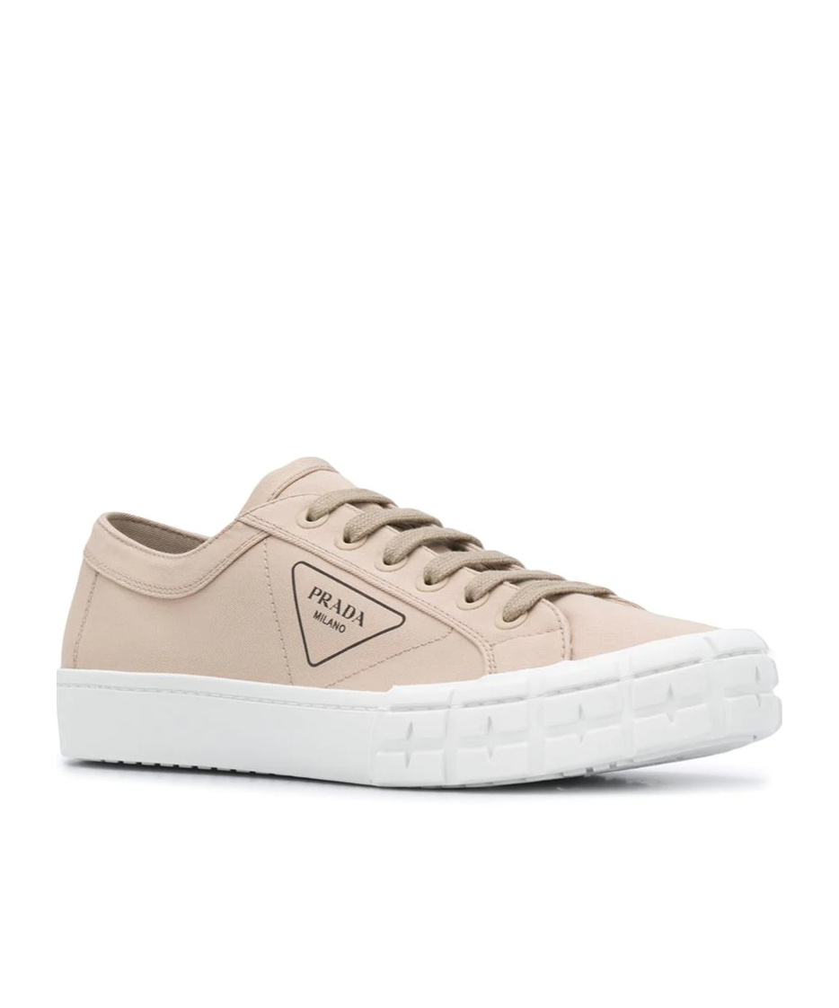 Prada Gabardine Wheel Sneakers Sole Contrast In Rope Ash