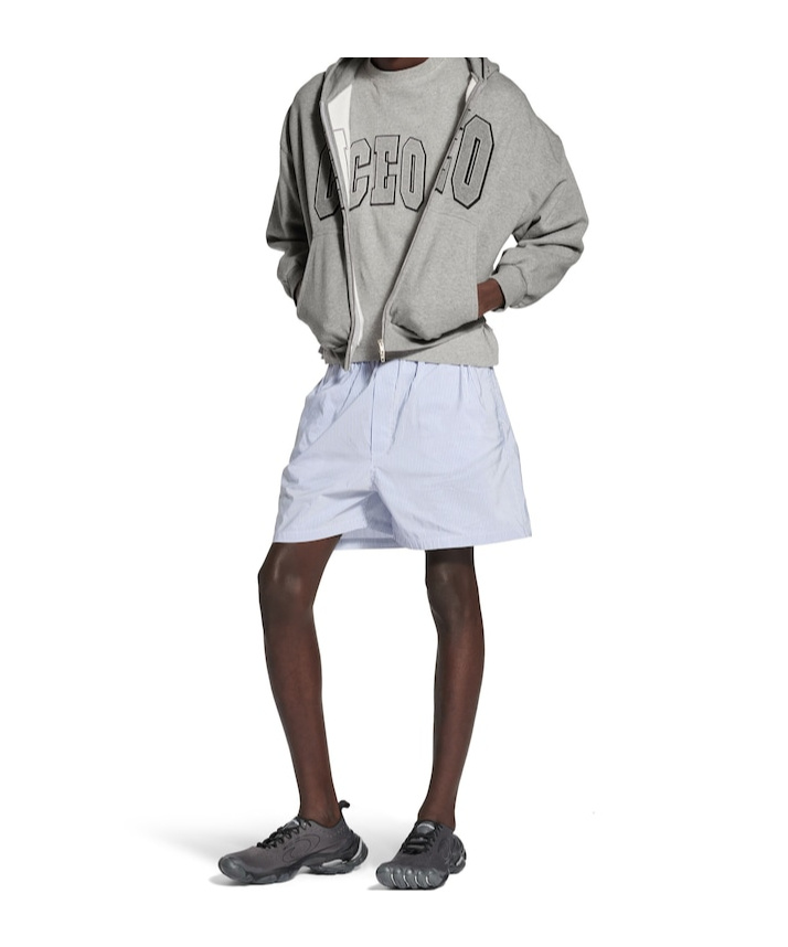 Balenciaga Embroidered Nylon Swimming Shorts In Blue