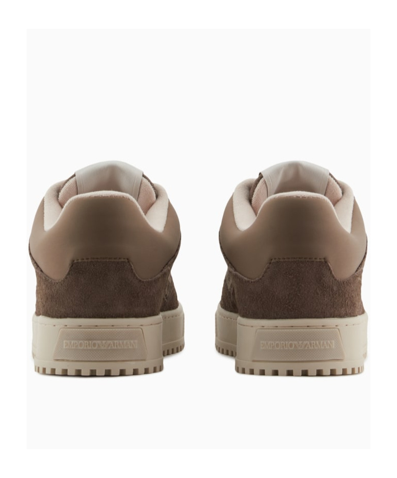 Emporio Armani Suede Leather Sneakers In Brown