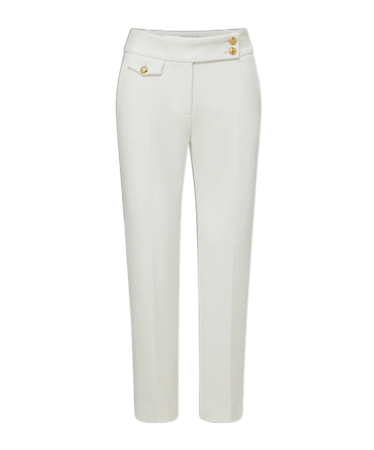 Veronica Beard Renzo Straight Crop Pants In White