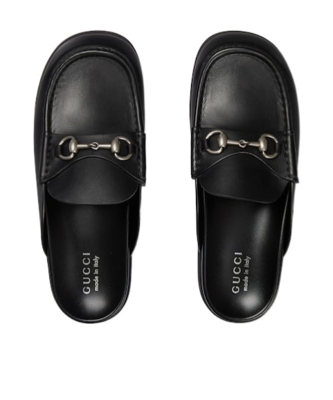 Gucci Horsebit Leather Mules In Black