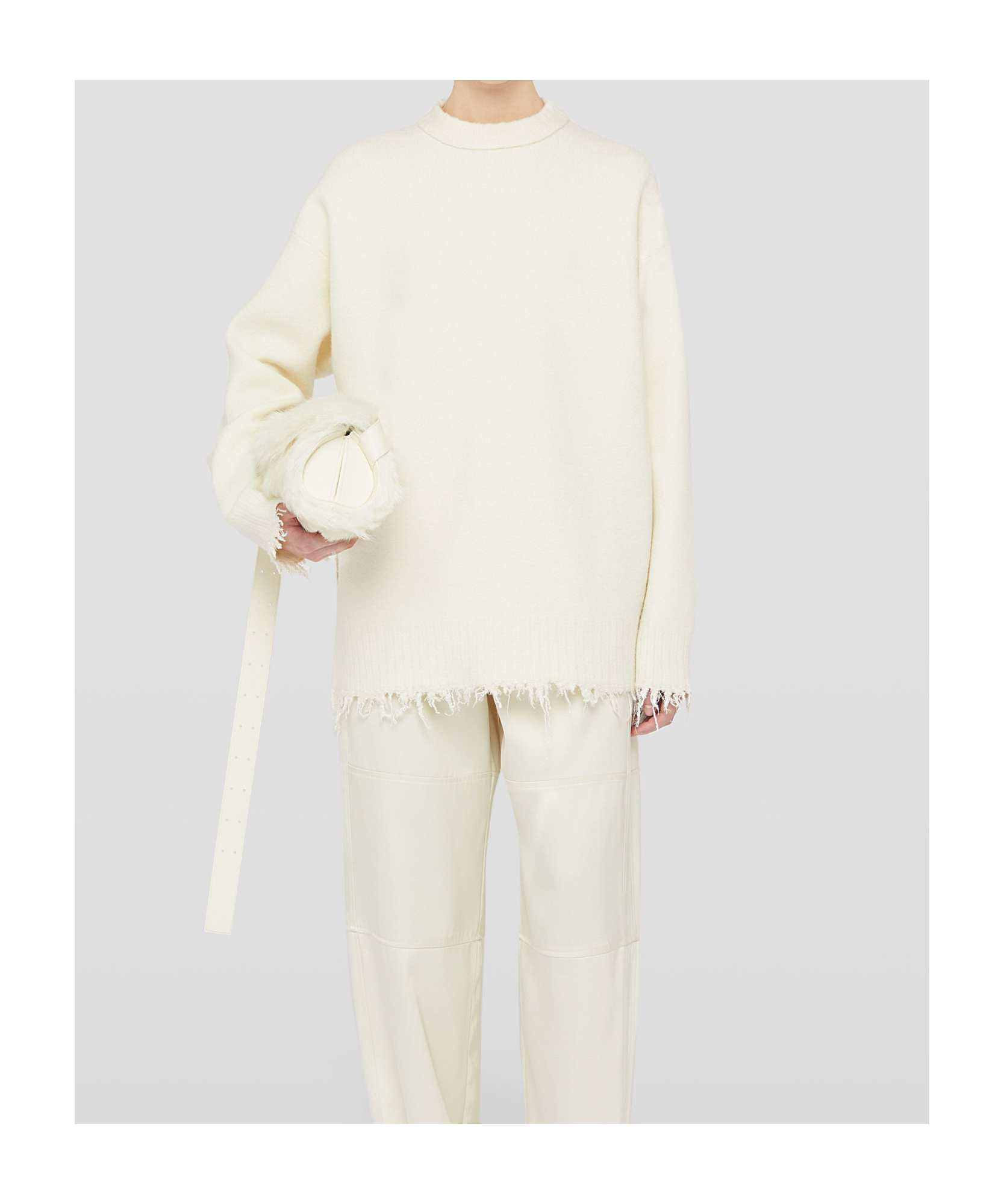 Jil Sander Long Sleeve Crew-neck Sweater In White