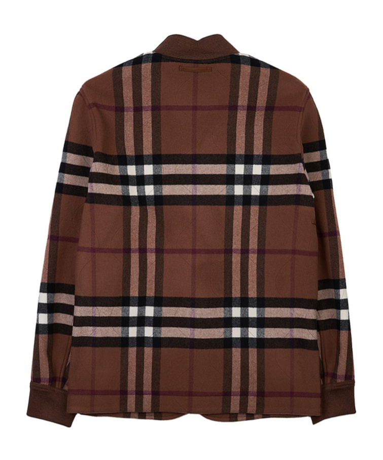 BURBERRY CHECK-PATTERN WOOL BOMBER JACKET
