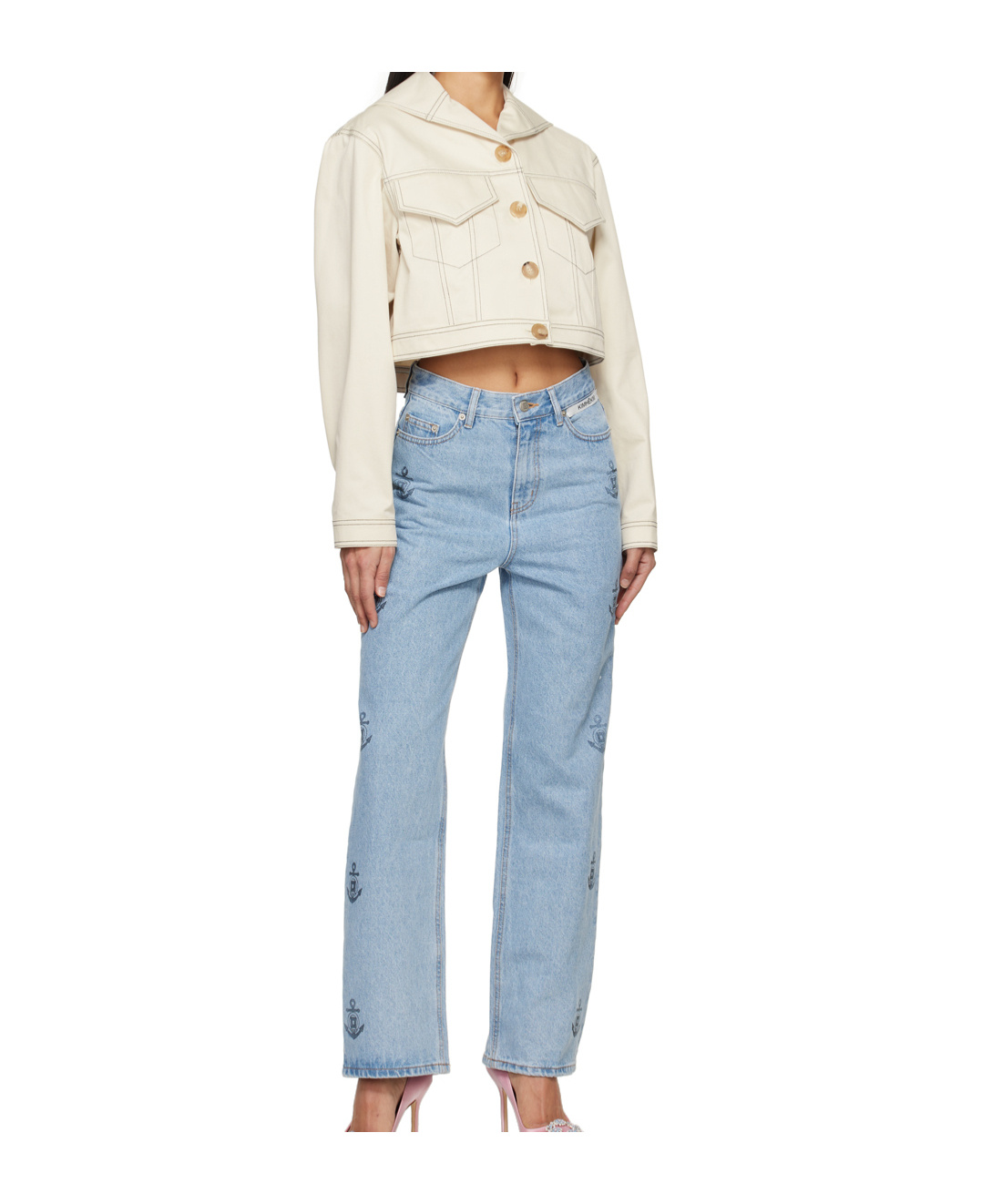 Kimhēkim Sailor-collar Denim Jacket In Neutral