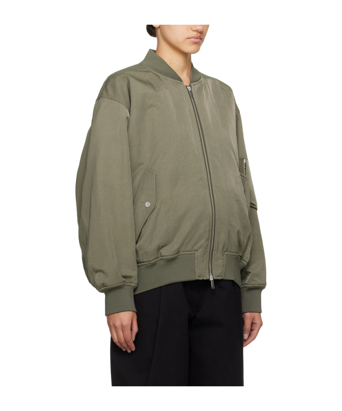 Studio Nicholson Kora Crinkled Bomber Jacket In Gray