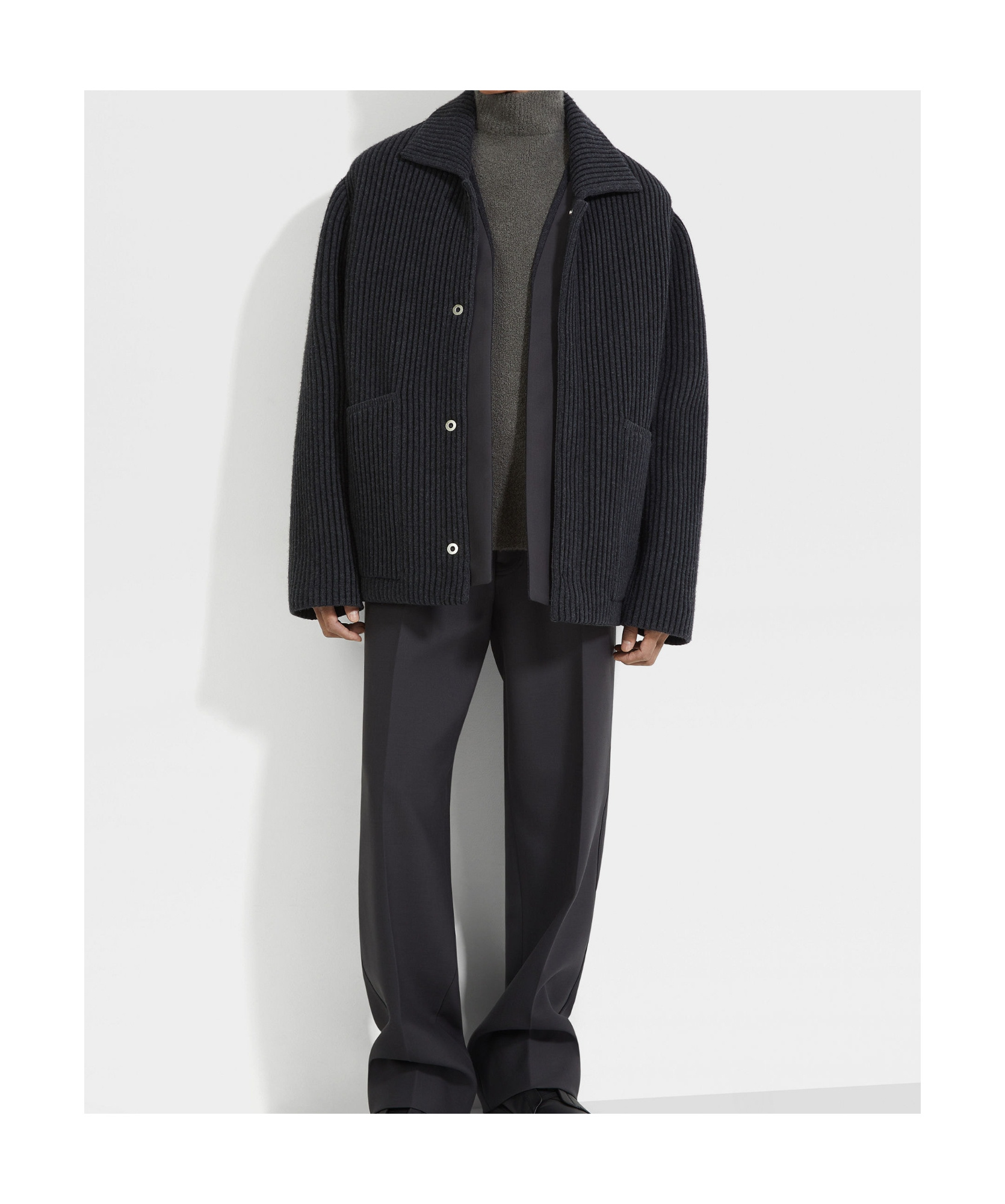 Zegna Ribbed-knit Jacket In Black