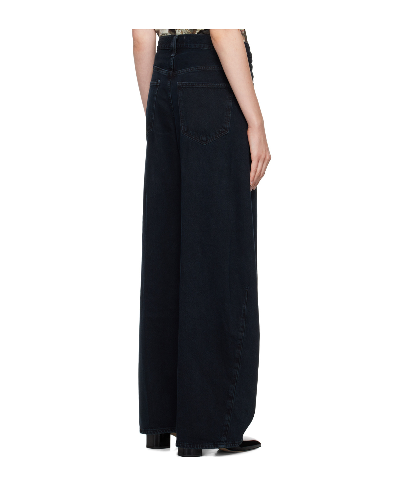 Agolde High Waist Denim Trousers In Black