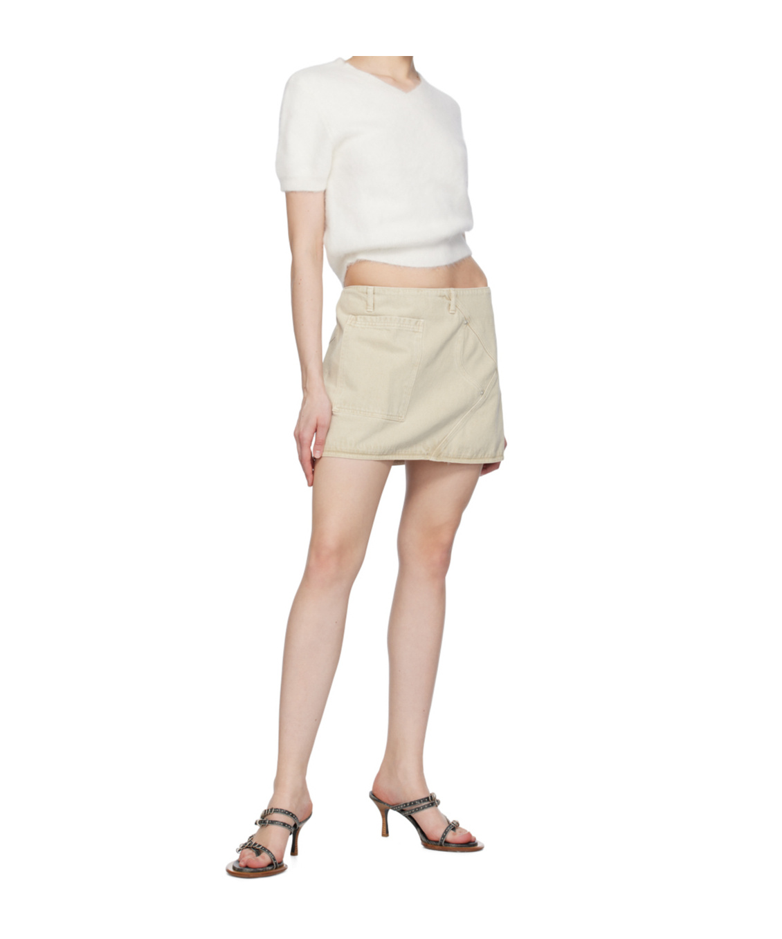Gimaguas Beige Beverly Denim Miniskirt In Neutral