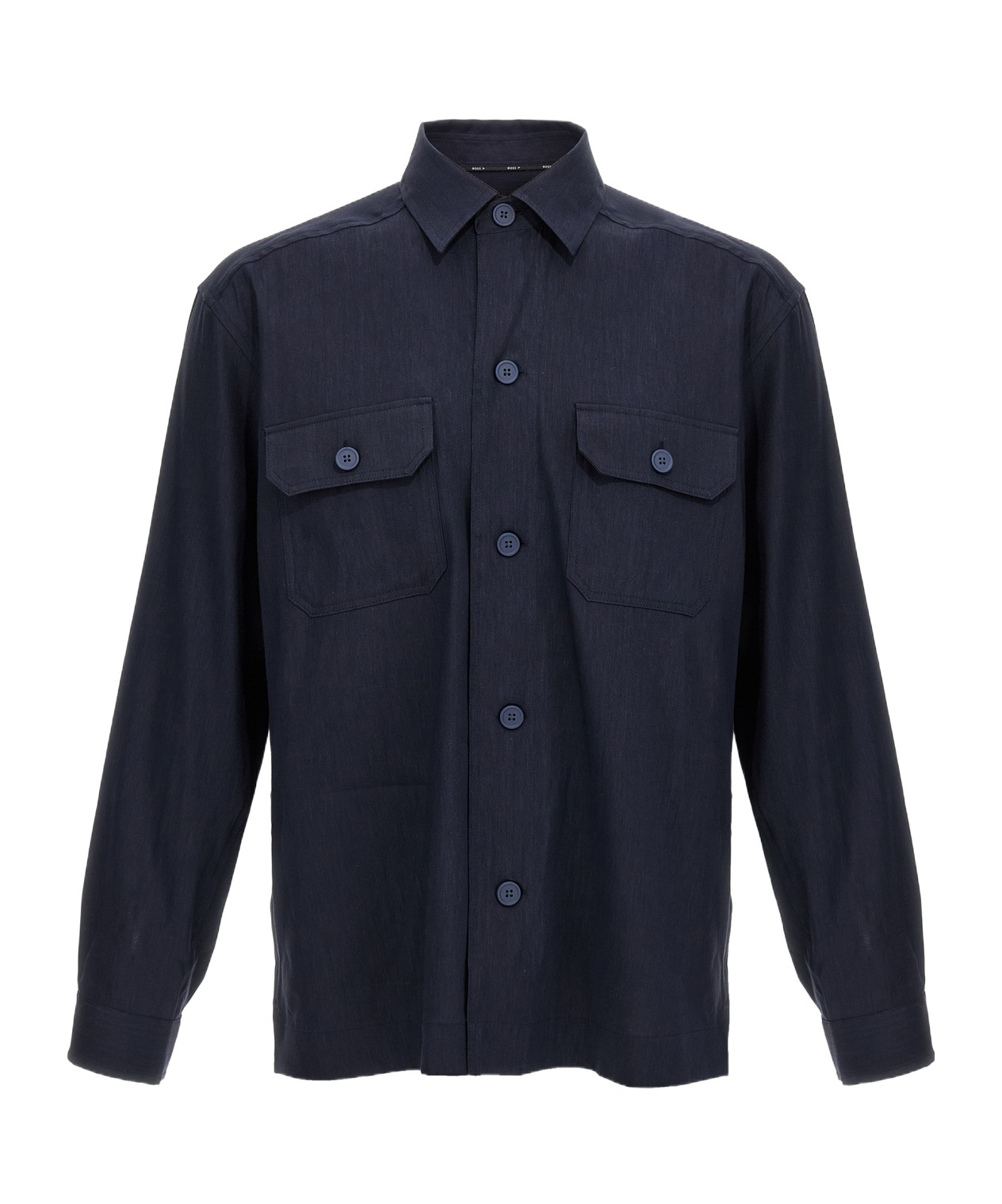 Hugo Boss Relaxed-fit Shirt In An Italian-made Linen Blend In Blue