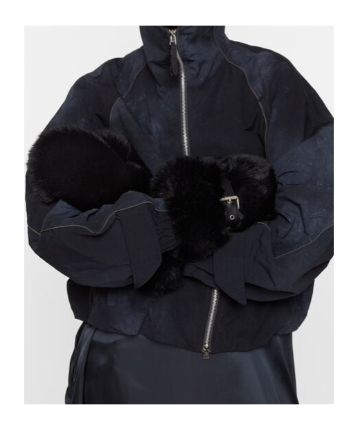 Acne Studios Fluffy Buckle Mittens In Black