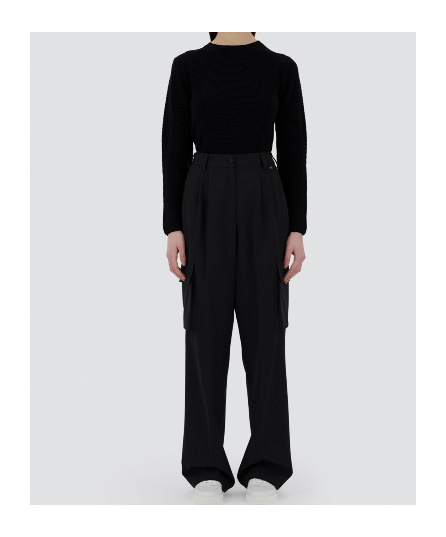 Shop Herno Pleat-detail Cargo Trousers In Black