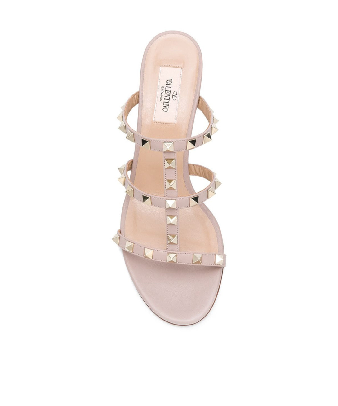 Valentino Rockstud Caged Metallic Leather Slide Sandals In Nude