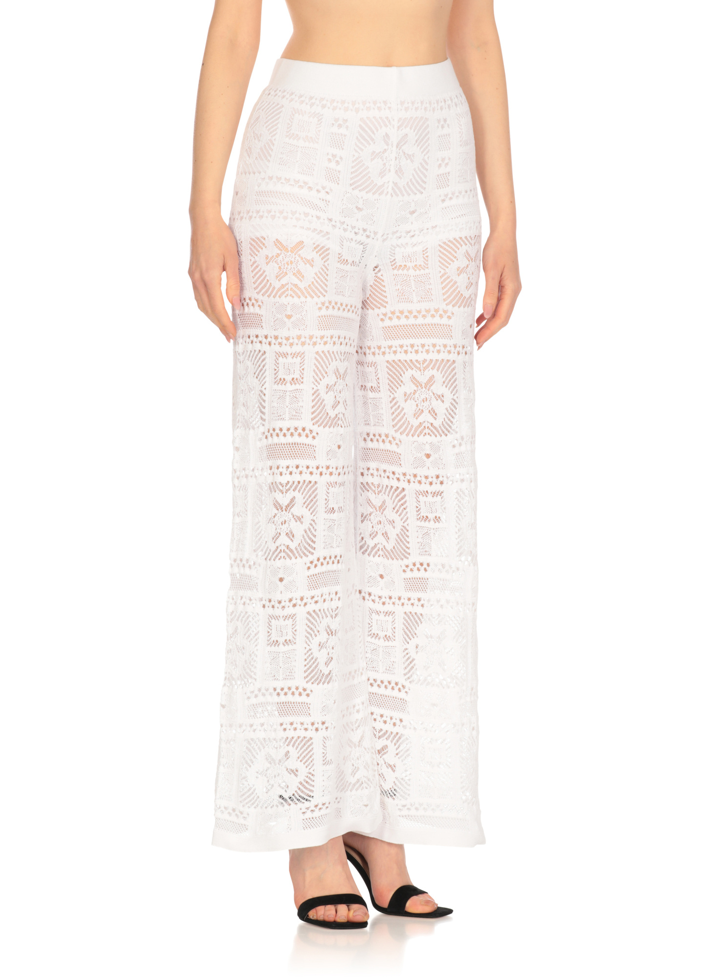 D Exterior D.exterior Crochet Wide Leg Pants In White