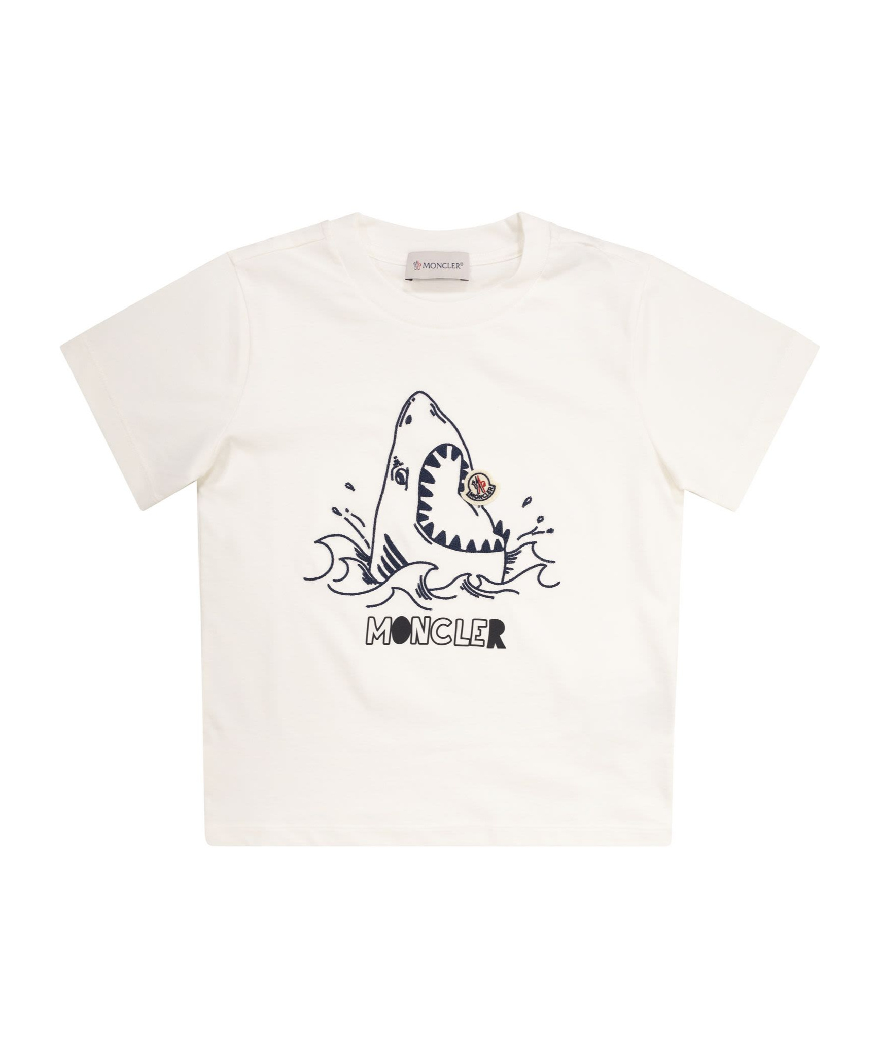 Moncler Logo Shark Cotton T-shirt In White