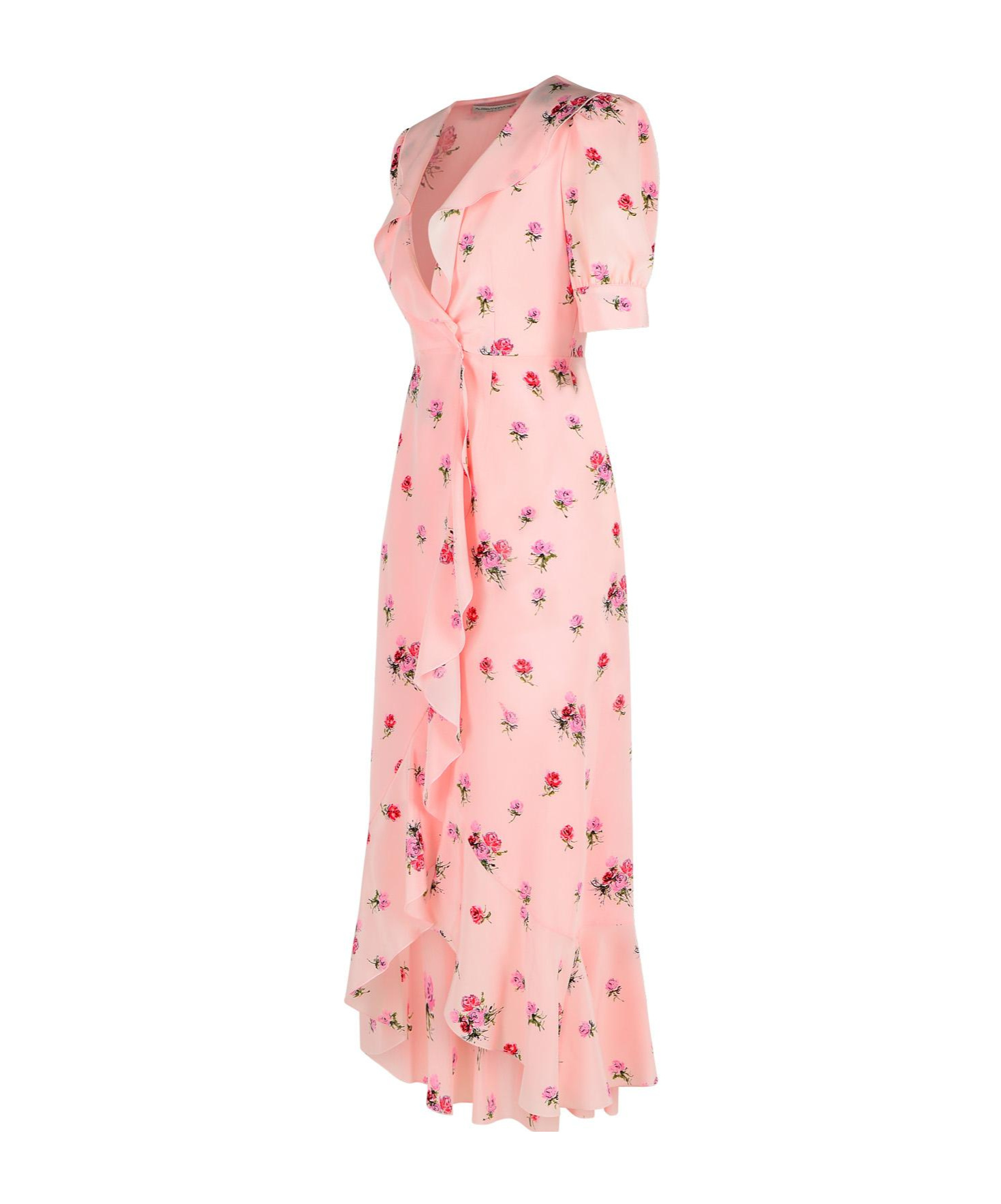 Alessandra Rich Floral Midi Dress In Pink