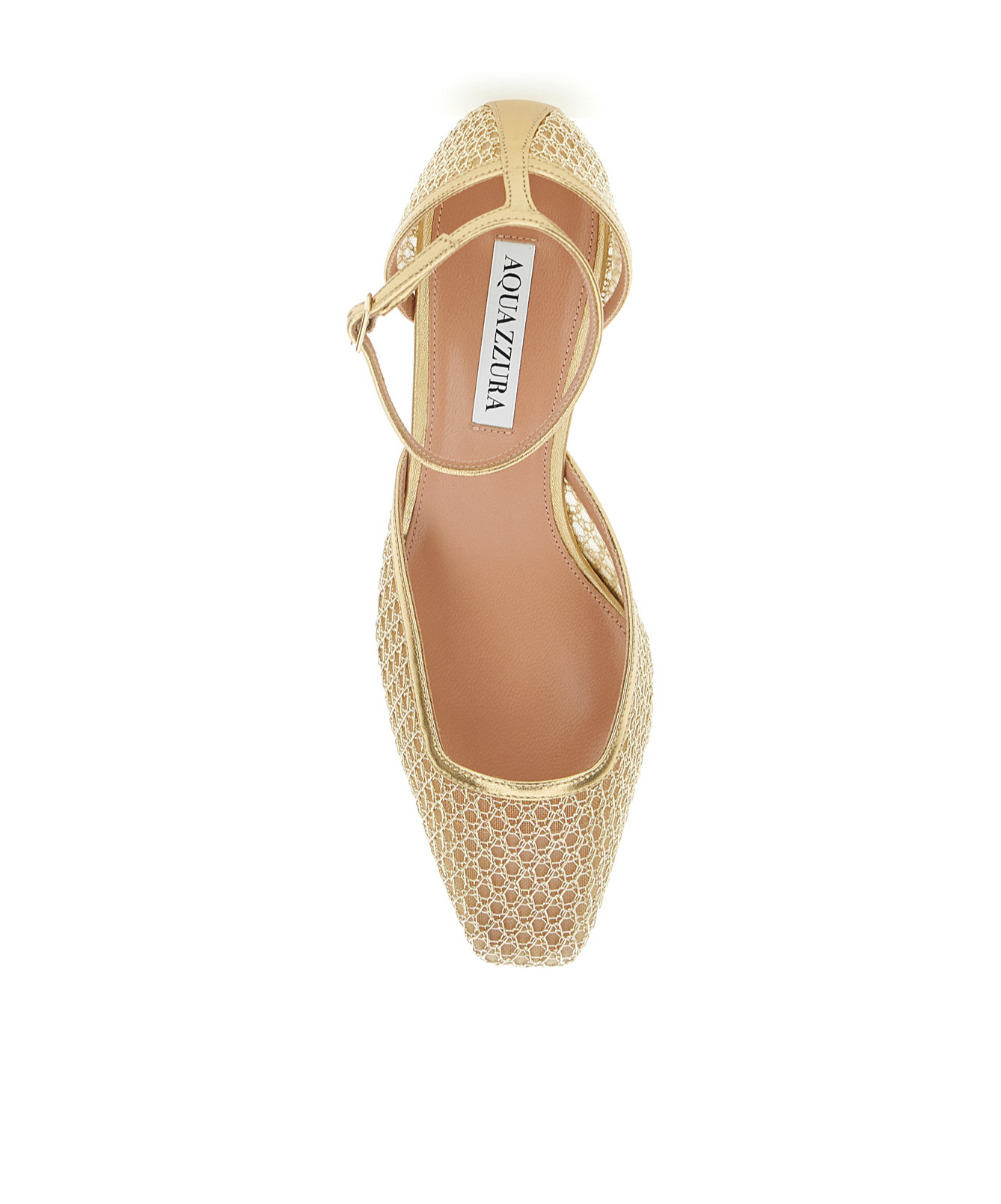 Aquazzura Asha 35 Leather-trimmed Mesh Pumps In Nude
