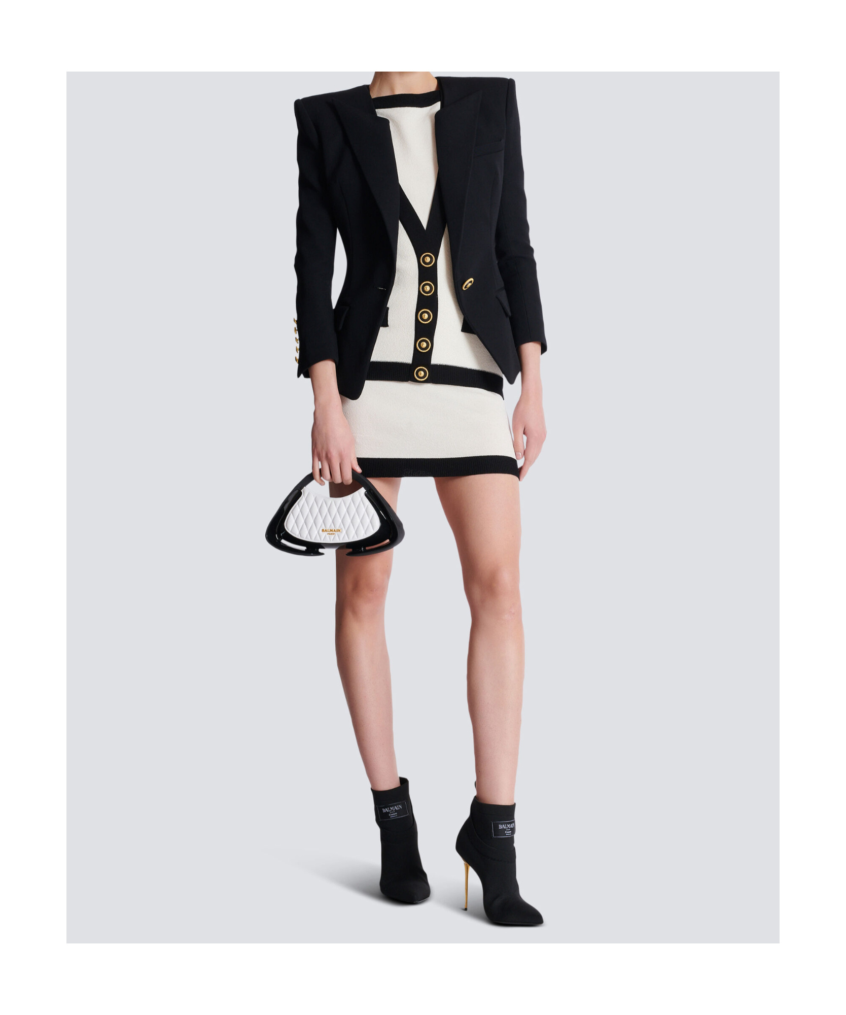 Balmain Knitted Sleeveless Mini Dress In White