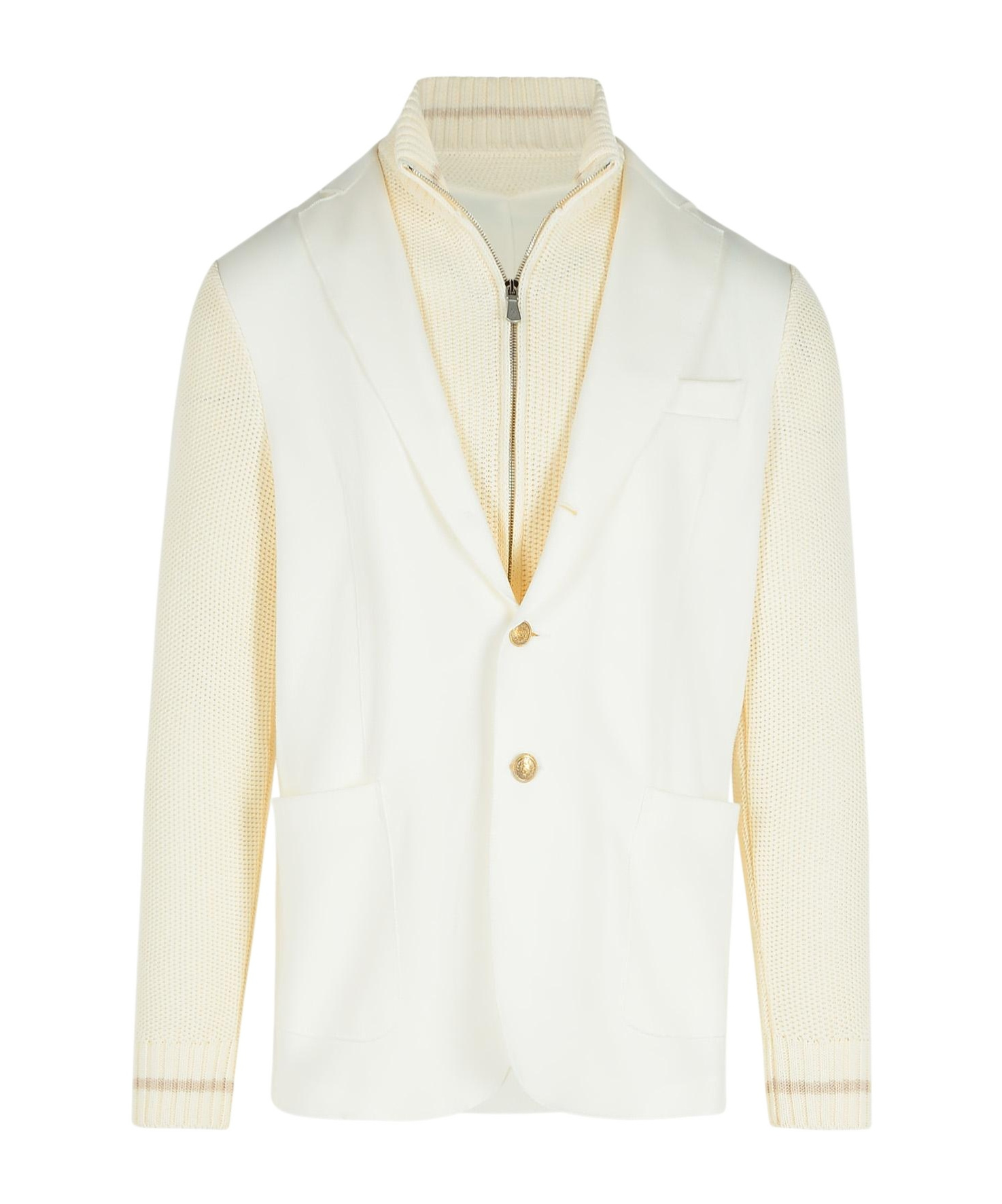 Eleventy Long-sleeved Knitted Cardigan In White