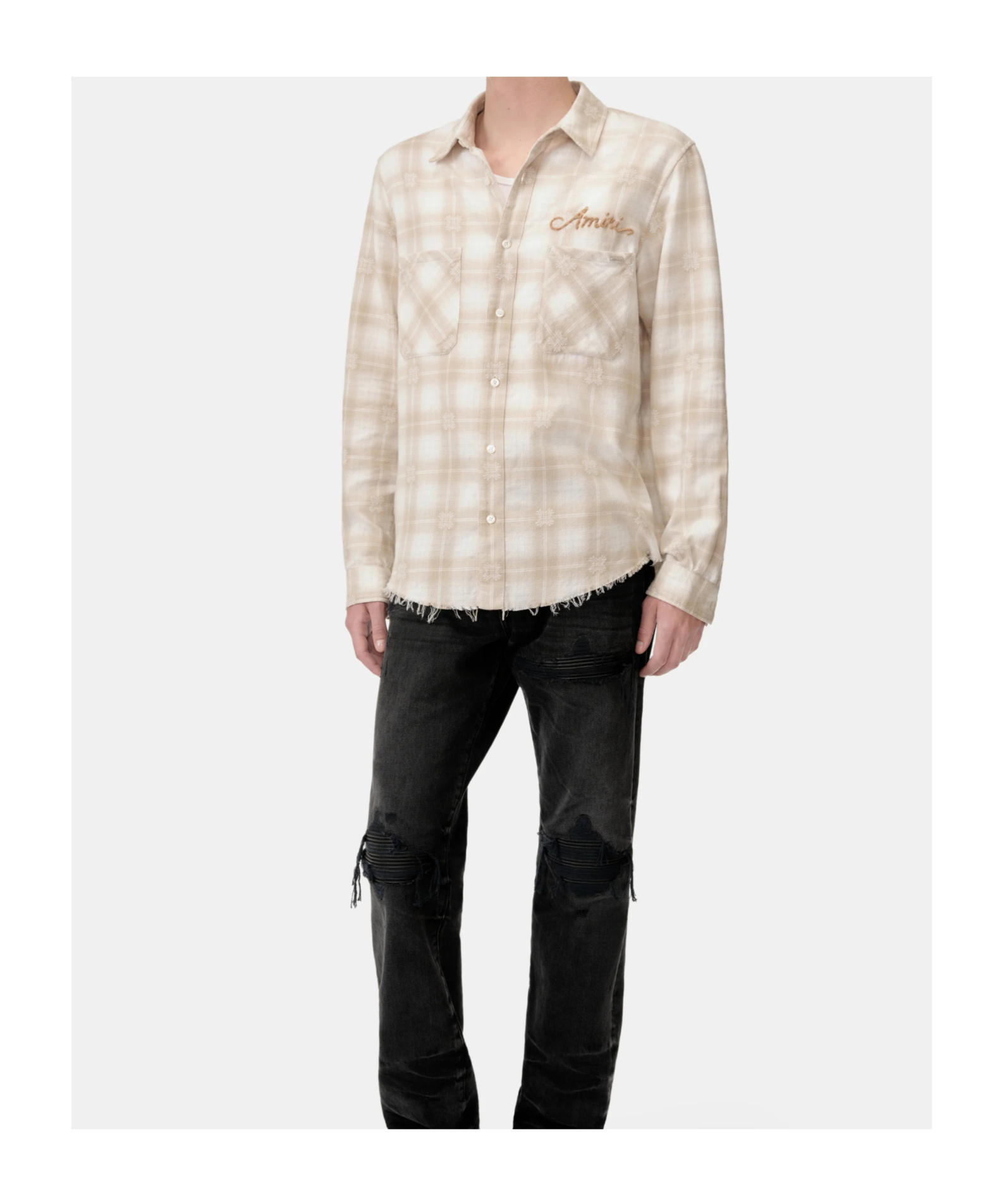 Amiri Bleach Bandana Patch Flannel Button-up Shirt In Multi