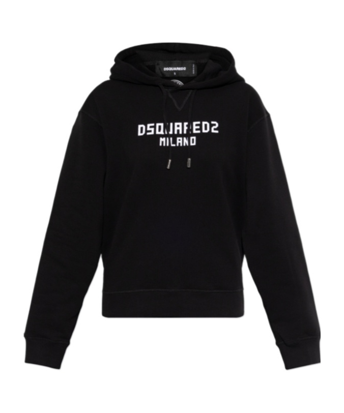 Dsquared2 Logo Printed Drawstring Hoodie In Black