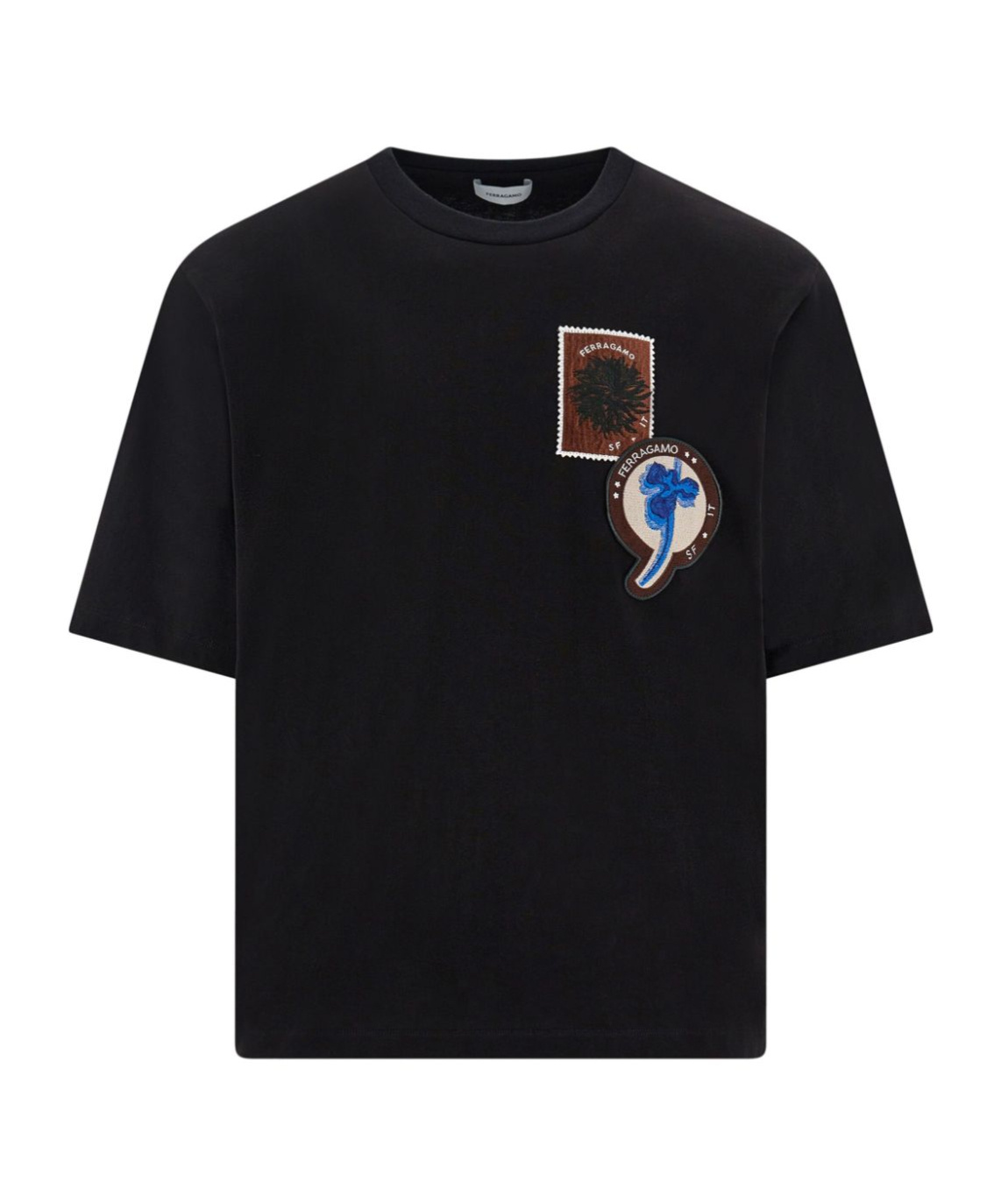 Ferragamo Logo Patch T-shirt In Black