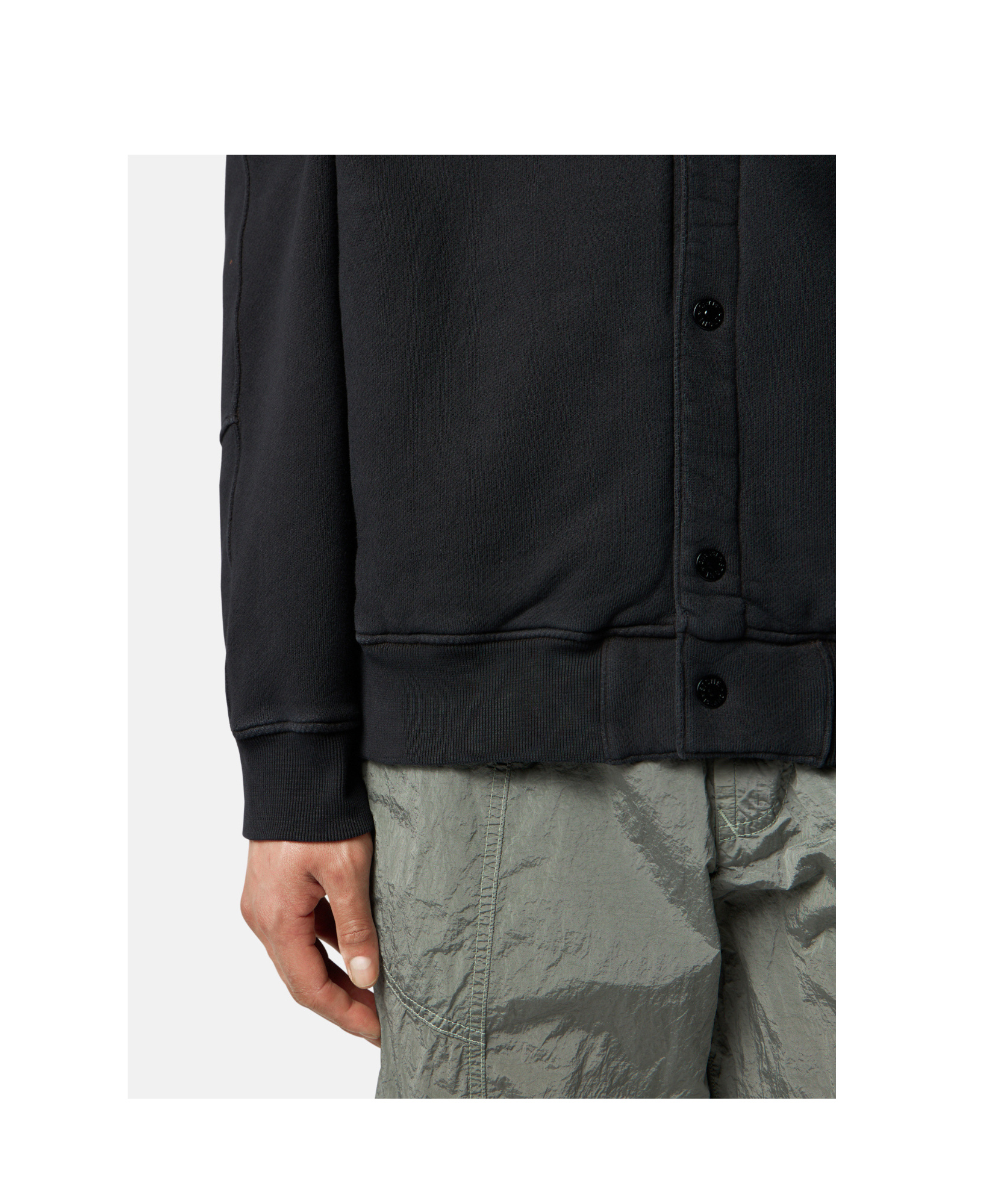 Stone Island 6100034 Organic Cotton Diagonal Fleece 'old' Effect In Black