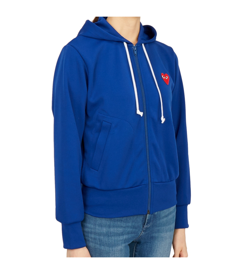 Comme Des Garçons Long-sleeved Hoodie In Blue