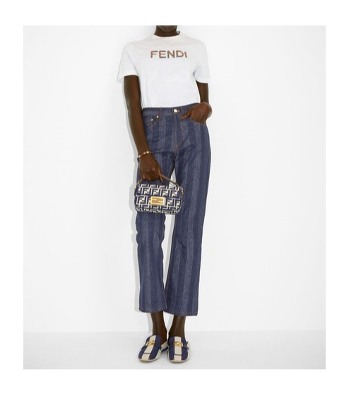 FENDI STRIPED CROPPED JEANS 