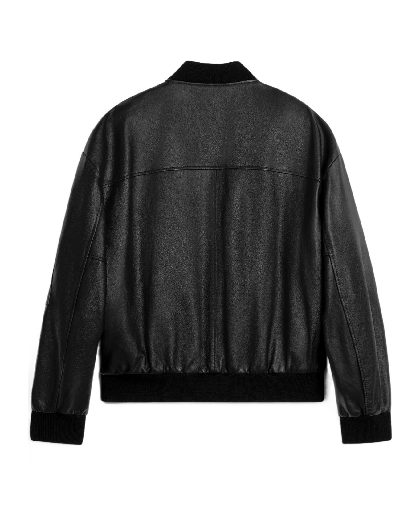 Celine Long-sleeved Zipper Leather Jacket In Black