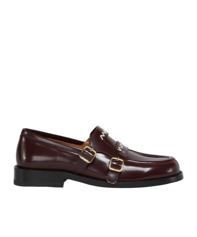 Marni Leather Loafers With Stitched Detailing And Shape In Black