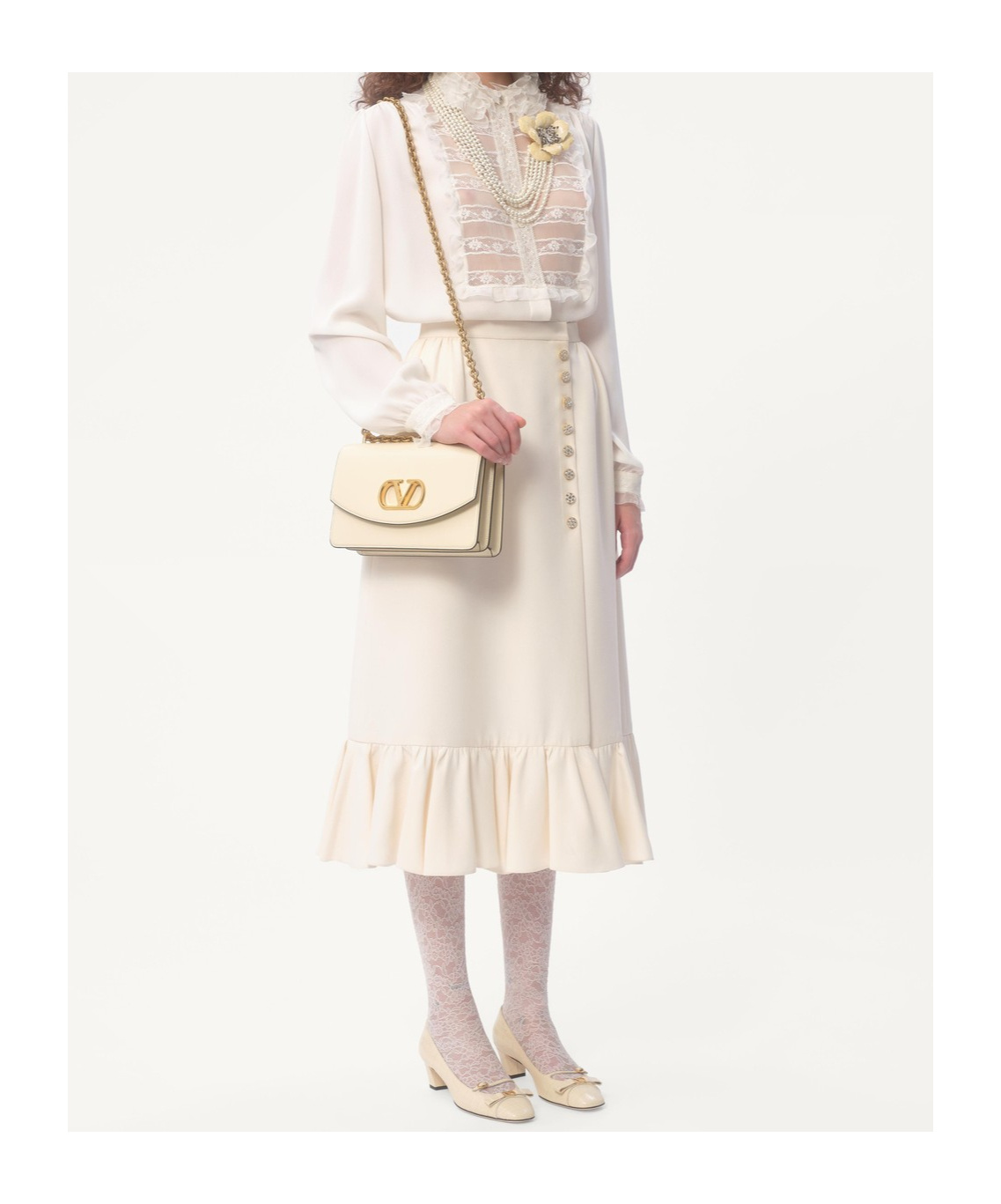 Valentino Bluse Aus Georgette Frau Elfenbein 50 In Ivory