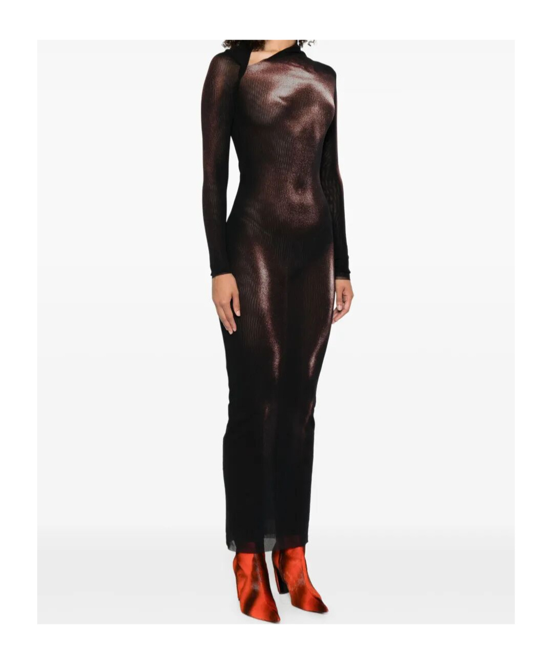 Jean Paul Gaultier Body-print Long Dress In Black
