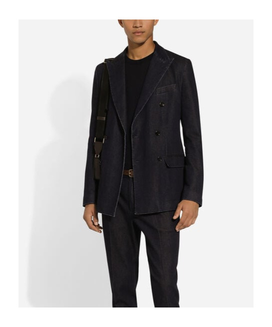 Dolce & Gabbana Double-breasted Taormina-fit Denim Jacket In Black