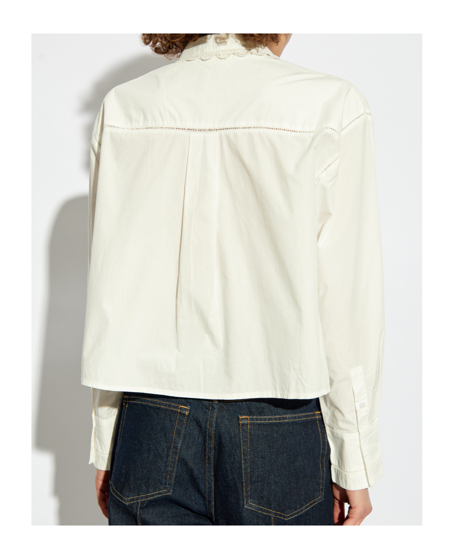 Ulla Johnson Samira Lace Trim Blouse With Pleats And Scalloped Edges In White