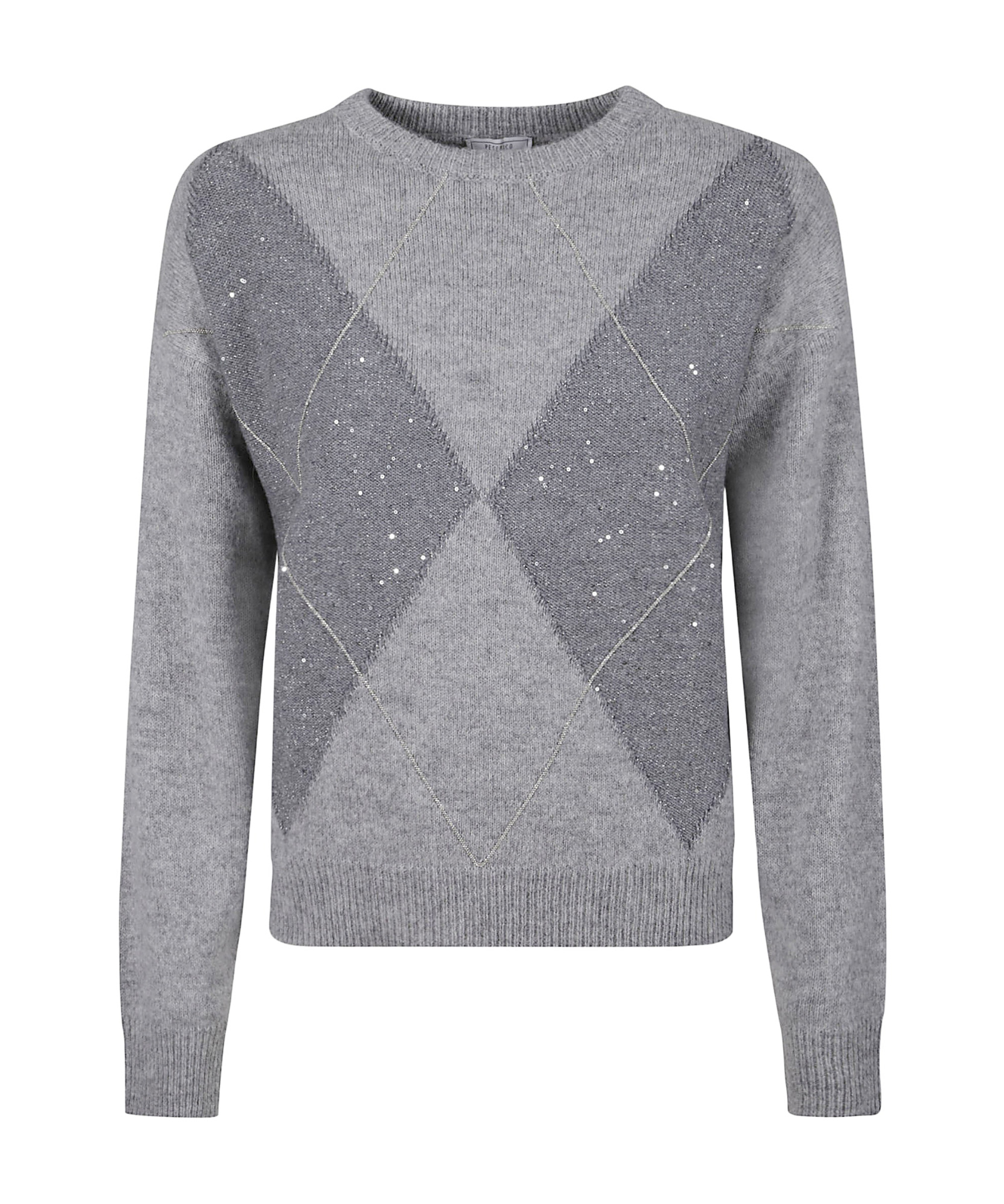 Peserico Argyle Embellished Sweater In Gray