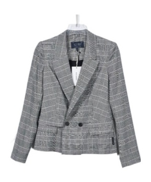 Giorgio Armani Checked Suit Coat In Gray