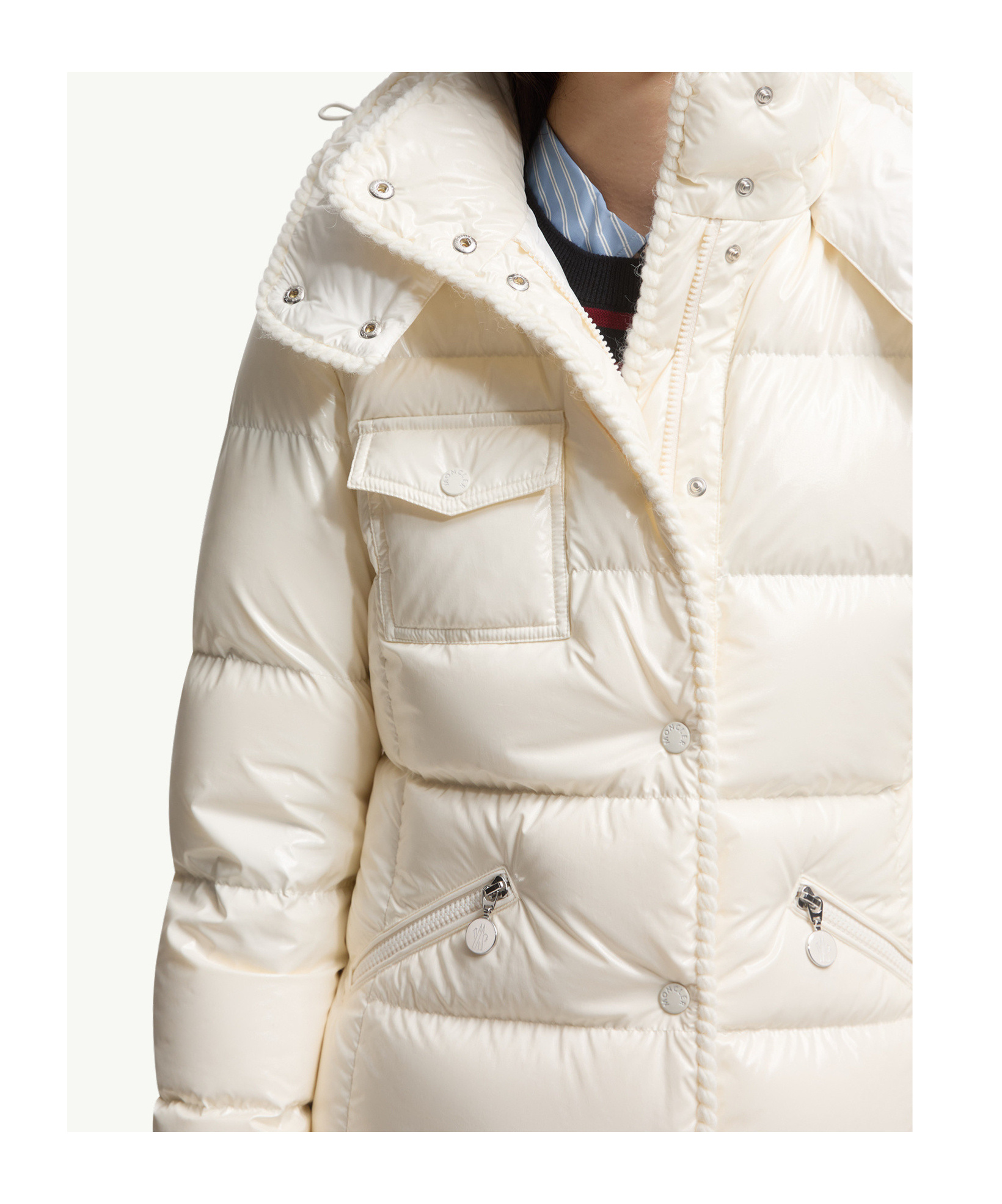 Moncler Long Sleeve Down Jacket In White
