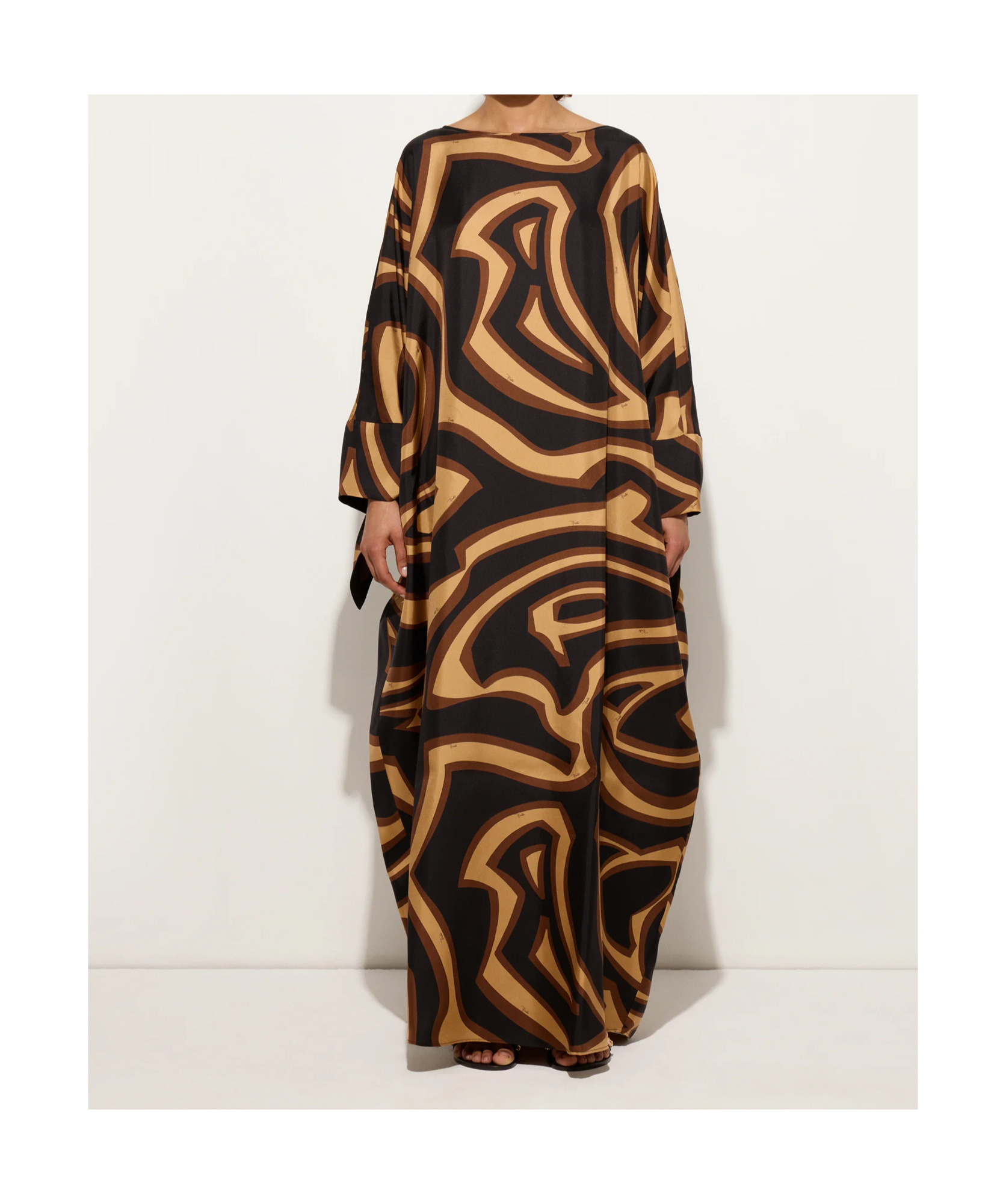 Pucci Labirinto Silk Satin Kaftan In Brown