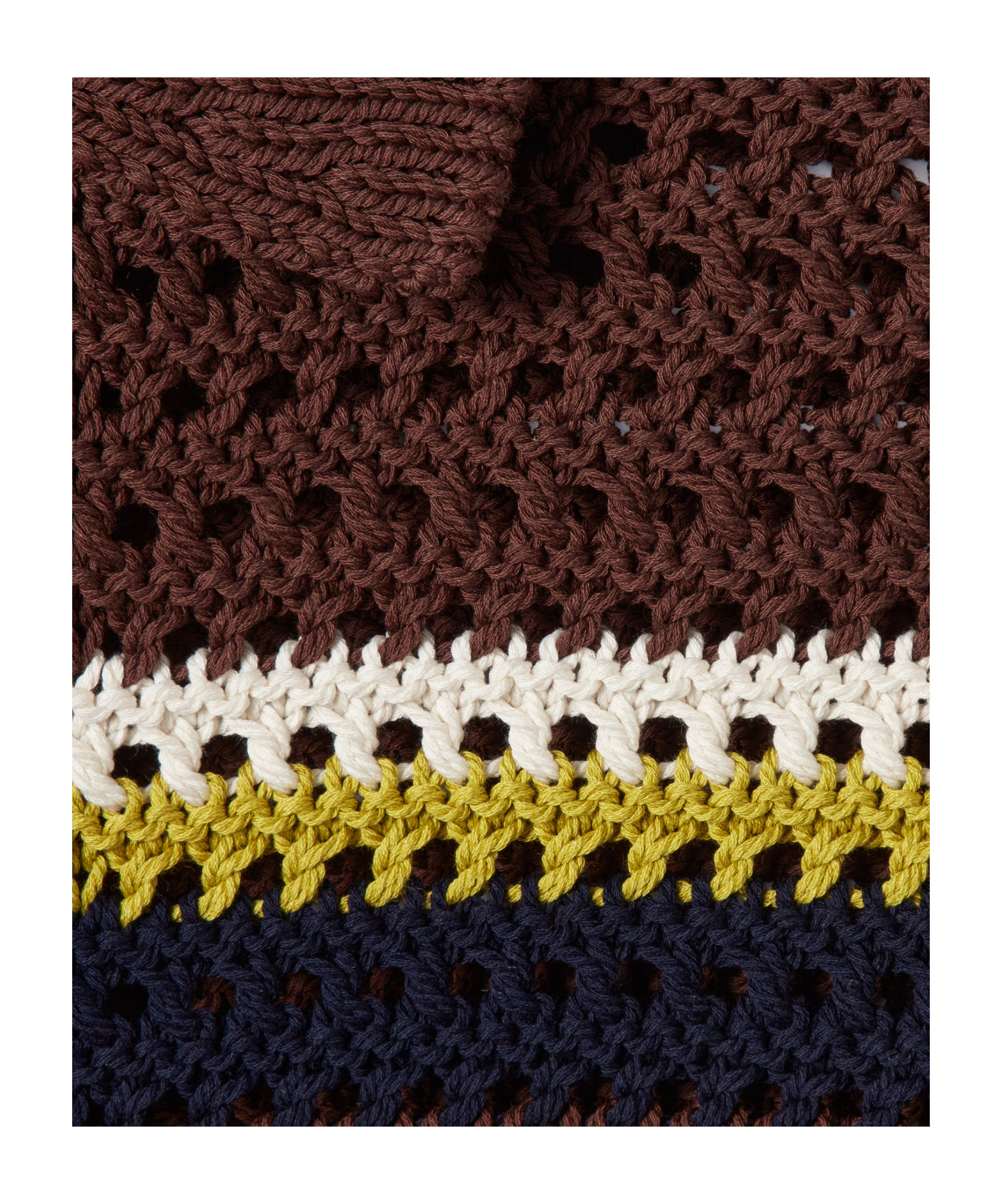 Gucci Crochet Cotton Knit Polo Shirt With Stripes In Brown