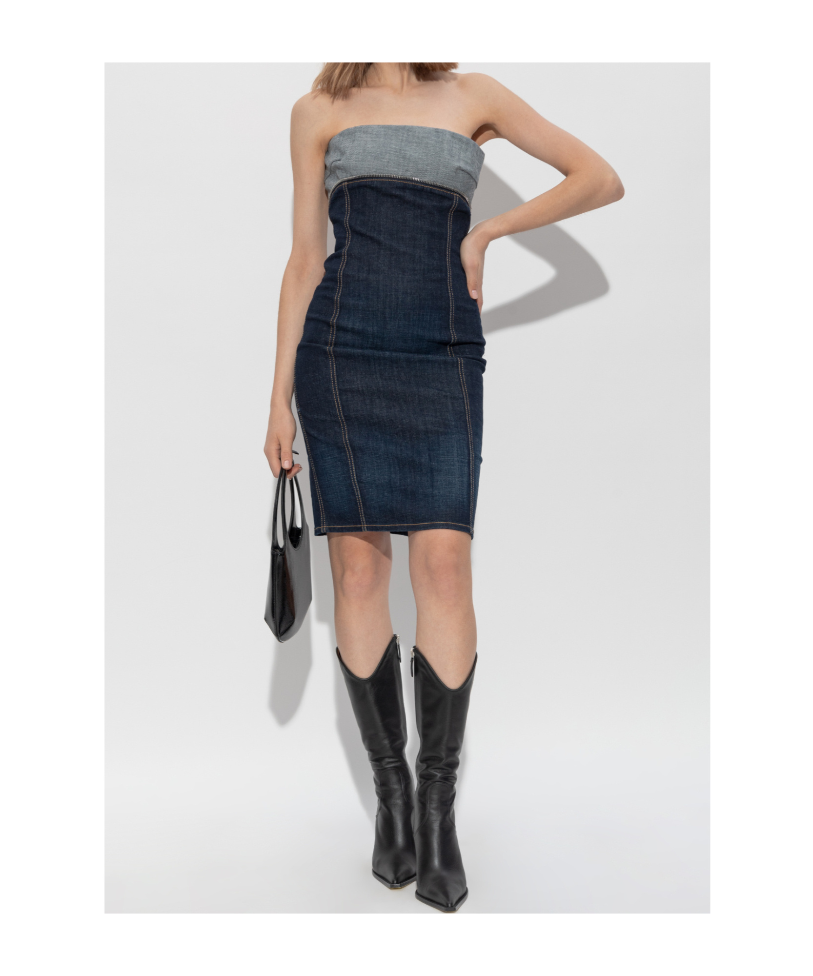 Dsquared2 Upside Denim Mini Dress In Black