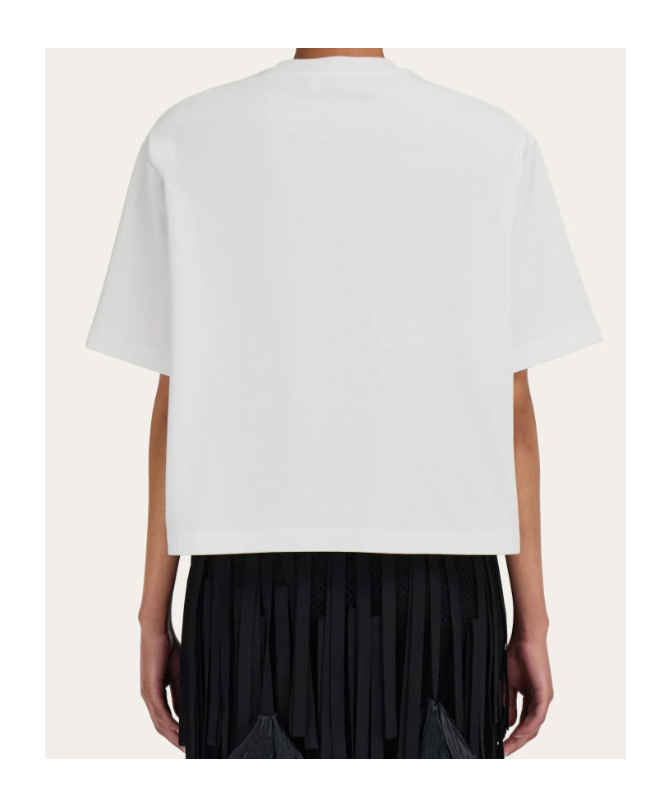 Ferragamo T-shirt With Floral Detail And Tassels In Black