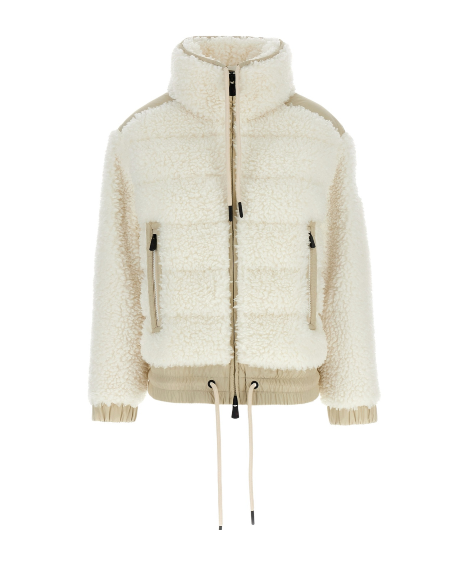 Shop Moncler Padded Teddy Zip-up Cardigan In White
