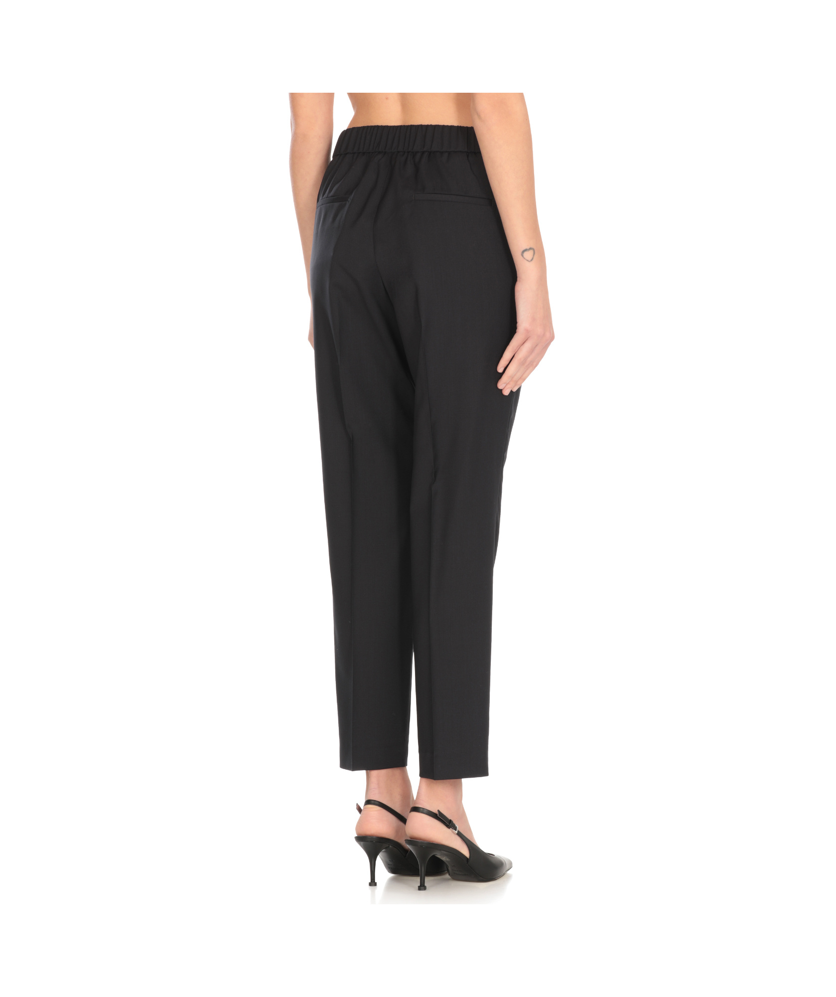 Peserico Elastic Waist Casual Pants In Black