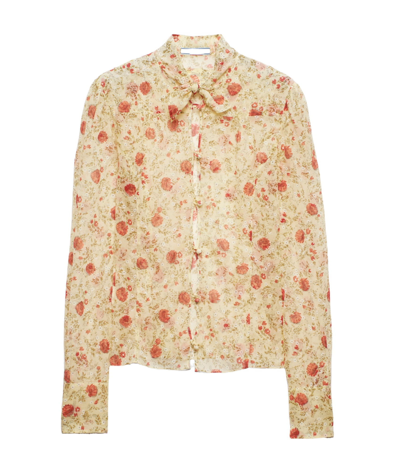 Prada Printed Chiffon Shirt In Red