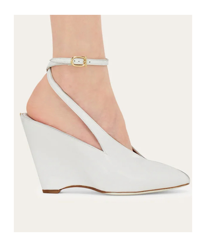 Ferragamo Wedge-heeled Platform Sandals In White