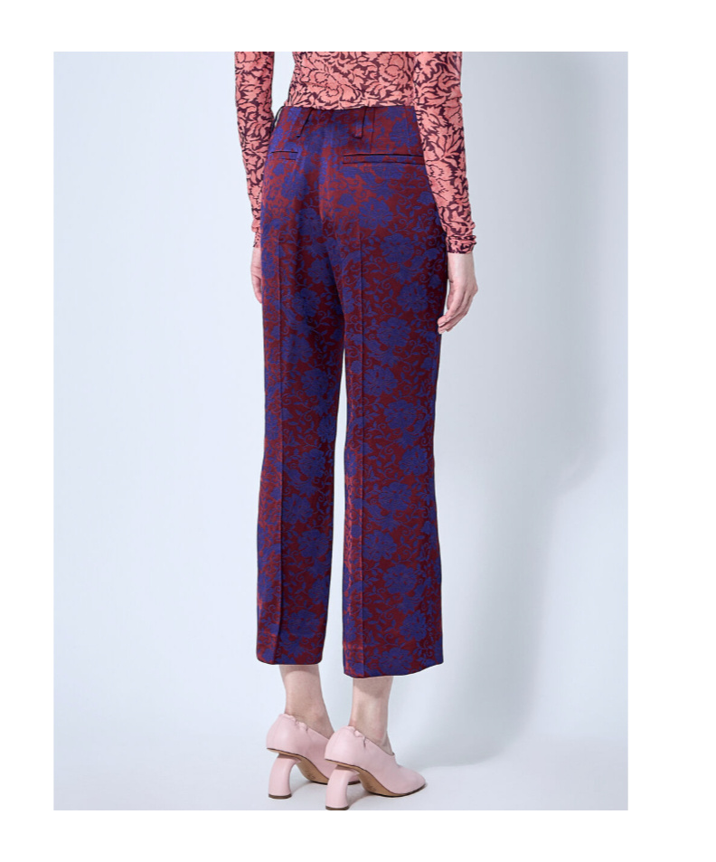 Dries Van Noten Womens Burgundy Puvis Floral-print Wide-leg Satin Trousers