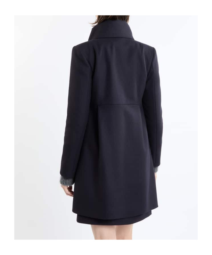 Fay Romantic Coat In Black In Soft Wool Blend Fabric In Blue