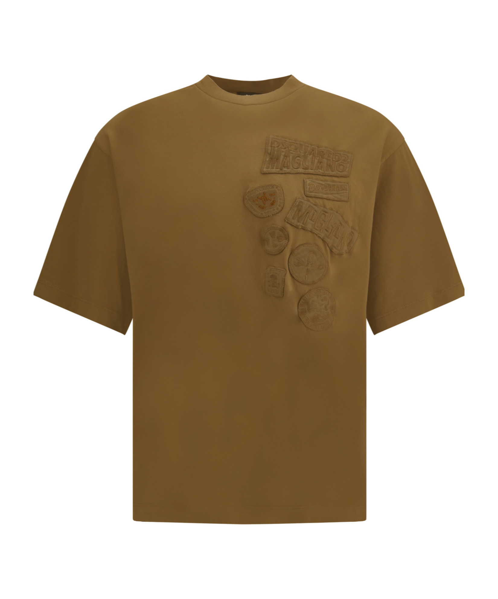 Dsquared2 Men Embroidered Patches T-shirt In Brown