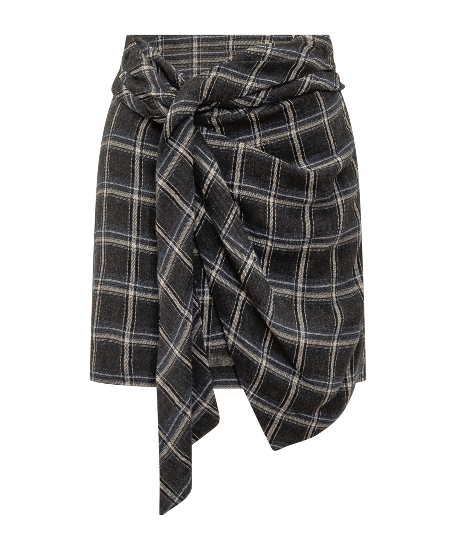 Isabel Marant Plaid Skirt With Front Knot In Black